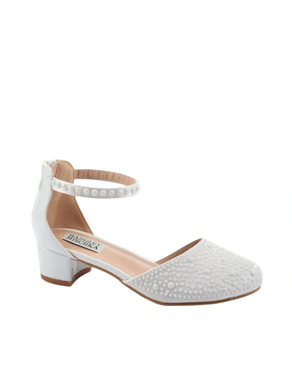 New in Box Badgley Mischka Girls Pearl Ankle Strap Dress Shoe Wedding Formal